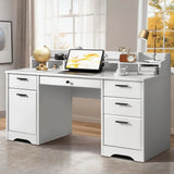 Executive Desk with Drawers, 58 Inch Desk with Storage, Wood Executive Desk with 6 Drawers, Study Desk for Bedroom, Business Furniture Desk... image 2