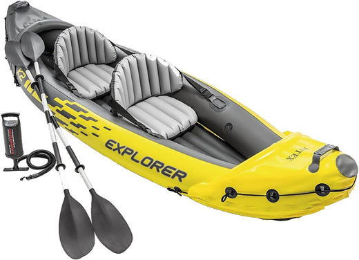 Explorer K2 Inflatable Kayak Set: Includes Luxurious 86-inch Aluminum Paddle and High-output Pump - Extremely Durable Pvc Material -...