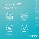 Explorer K2 Inflatable Kayak Set: Includes Luxurious 86-inch Aluminum Paddle and High-output Pump - Extremely Durable Pvc Material -... image 3