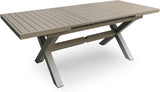 Extendable Patio Dining Table for 6-8, 63''-83'' Outdoor Aluminum Table with umbrella Hole, Rectangle Slatted Tabletop, Metal X-trestle for...