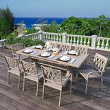 Extendable Patio Dining Table for 6-8, 63''-83'' Outdoor Aluminum Table with umbrella Hole, Rectangle Slatted Tabletop, Metal X-trestle for... image 2
