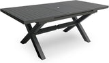 Extendable Patio Dining Table for 6-8, 63''-83'' Outdoor Aluminum Table with umbrella Hole, Rectangle Slatted Tabletop, Metal X-trestle for... image 3