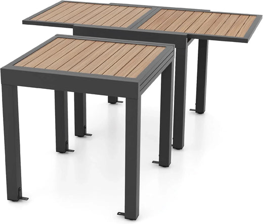 Extensible Outdoor Dining Table, Patio Table, All-weather Aluminum Frame, Large Rectangular Lawn Backyard Garden Terrace Dining Table,...