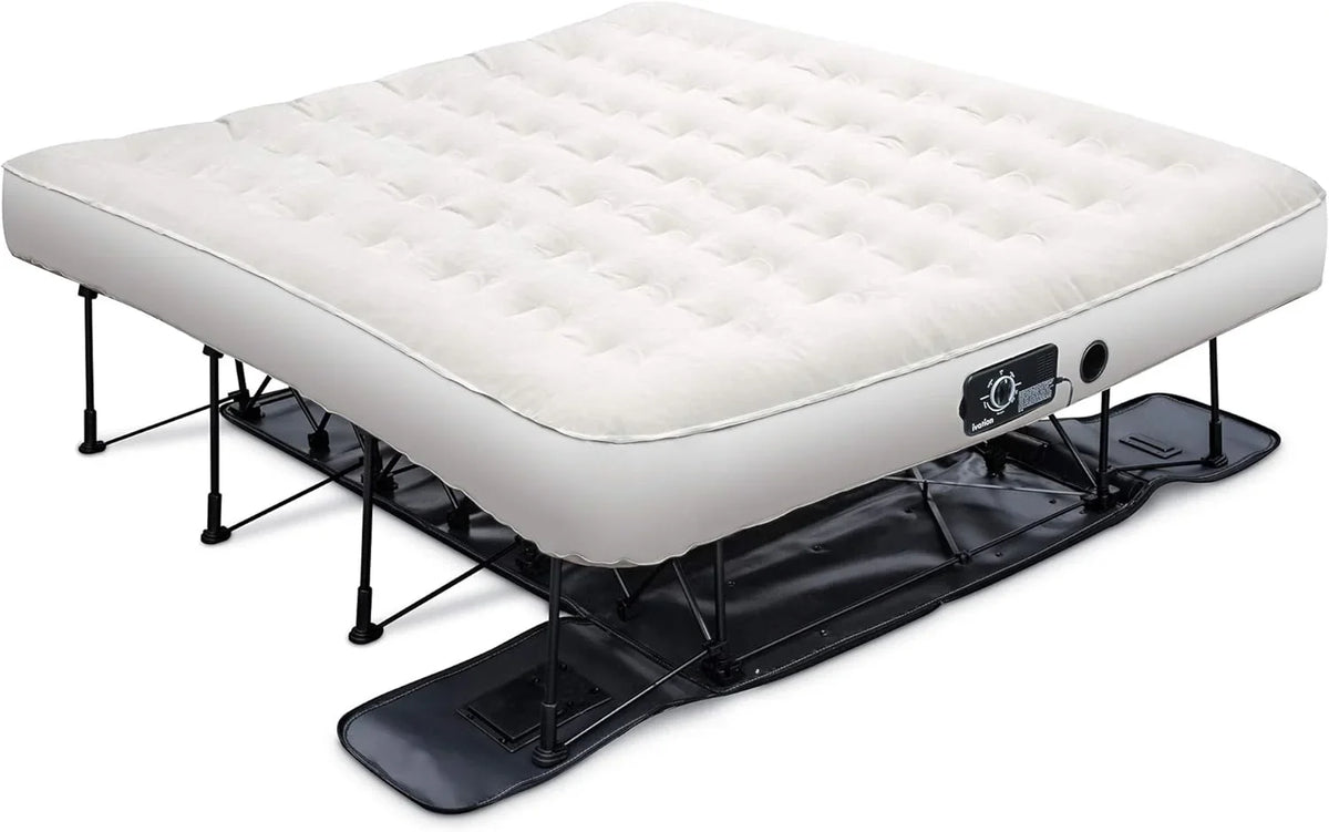 Ez-bed (king) Air Mattress with Frame & Rolling Case, Self Inflatable, Blow Up Bed Auto Shut-off, Comfortable Surface Airbed, Best for Guest,...