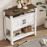 Farmhouse Sofa Table with Power Outlet-4-tier Bookcase, 42.9" Floor Standing Organizer Shelf for Home Organization image 2