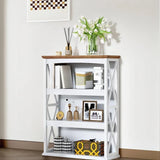 Farmhouse Sofa Table with Power Outlet-4-tier Bookcase, 42.9" Floor Standing Organizer Shelf for Home Organization image 3