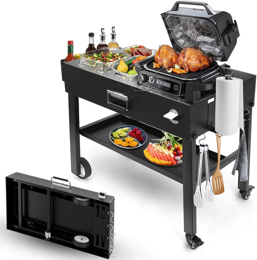 Foldable Barbecue Table Cart, Black Stone Portable Frying Pan, Onni Pizza Oven - Portable Outdoor Barbecue Preparation Table, Equipped with A...