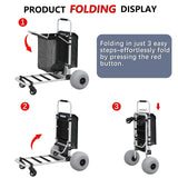 Foldable Beach Cart with Adjustable Handle and 12" Balloon Wheels, Heavy Duty Aluminum 220LBS Capacity for Home Organization image 2