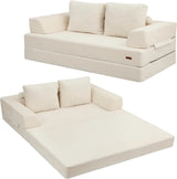Foldable Sofa Bed (large Size), Foldable Floor Sofa, Denim Foldable Sofa Bed As A Sleeping Mattress, with Pillows, Boneless Sofa, Comfortable...