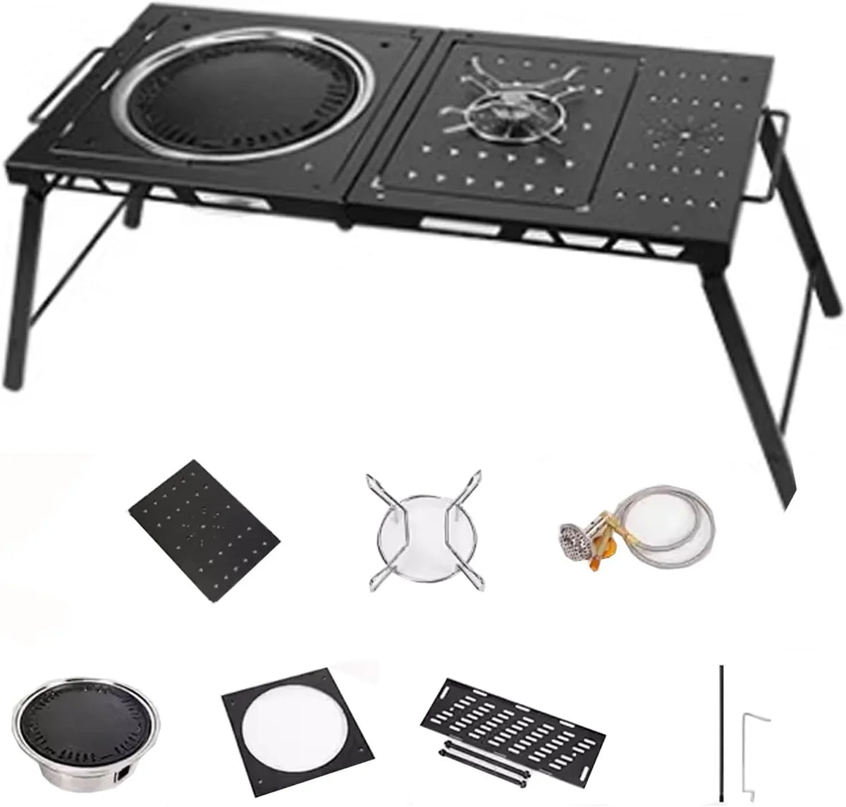 Folding Grill Table Metal Portable, Good Load-bearing Capacity Items Can Be Hung on The Edge, Portable Camping Table, for Outdoor Picnic,...