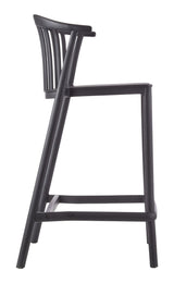 For Living Elevated Plastic Bar Stool with Footrest, Black image 3