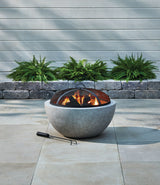 For Living Outdoor Round Steel Wood Burning Firepit with Spark Screen, 24-in image 3