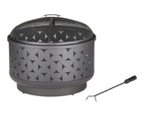 For Living Round Outdoor Wood Burning Fire Pit, Steel, Black, 24-in