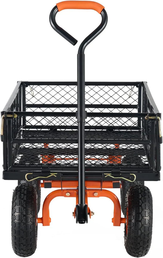 Garden Dump Cart, Heavy Duty Garden Wagon Yard Dump Wagon with Removable Sides, Convert to Flatbed, Utility Liner, 10in All Terrain Wheels