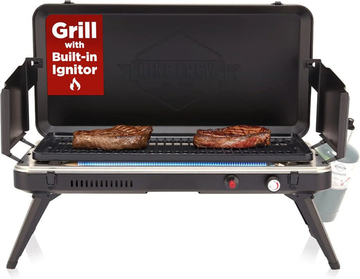 Gas Camping Barbecue Grill | 13,000 Watts | Portable Liquefied Gas Burner | Foldable Legs and Feet | Integrated Igniter and Built-in...