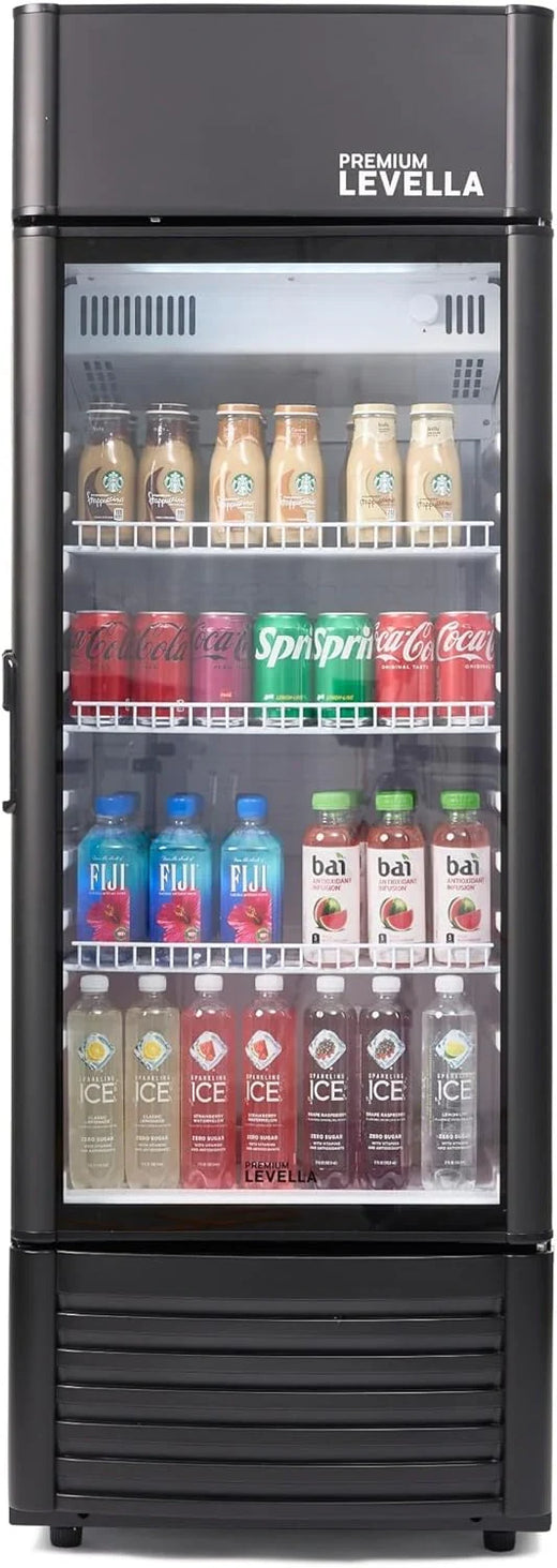 Glass Door Display Refrigerator 12.5 Cu Ft Commercial Beverage Cooler Merchandiser with Customizable Lightbox - Silver