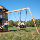 Gorge Creek Pure Pine Swing Set, Playhouse with Barbecue Grill, Plastic Utensils, Picnic Area, Steering Wheel, Double-padded Swing, Rock... image 3
