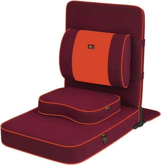 Ground Chair, with Backrest Support | Adult Yoga Chair | Portable Folding Chair | Yoga Chair with Cushion and Meditation Pad | Black | 24x22...