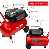 Hard Air Compressor, 10 Gallon 1.8 Hp 175 PSI, 4.0CFM@90PSI, Oil Free and Maintenance Free, Portable with Large Wheels, image 2