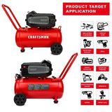 Hard Air Compressor, 10 Gallon 1.8 Hp 175 PSI, 4.0CFM@90PSI, Oil Free and Maintenance Free, Portable with Large Wheels, image 4