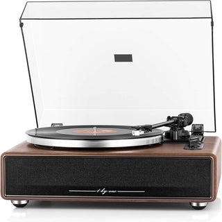 High Fidelity Belt Drive Turntable with Built-in Speakers, Vinyl Record Player with Magnetic Cartridge, Bluetooth Playback and Aux-in...
