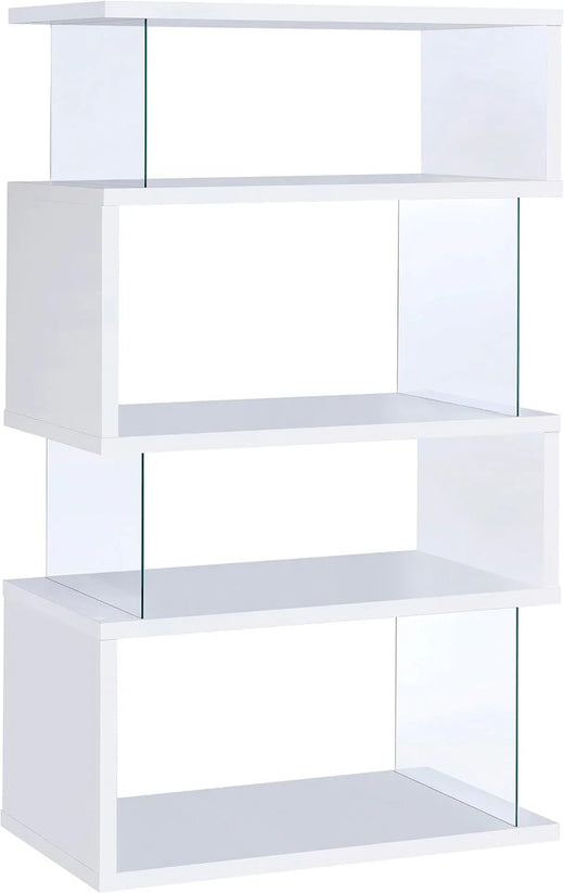 Home Products Company Amelier 63-inch 4-layer Glass Panel Bookshelf in Brown Pine Color for Kids and Family