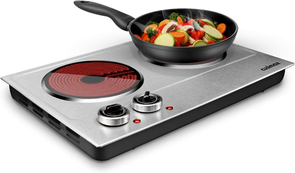 Hot Plate,1800w Ceramic Electric Hot Plate for Cooking, Dual Control Infrared Cooktop, Portable Countertop Burner, Glass Plate Electric...