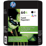 HP 64XL High Yield Ink Cartridge, Black & Tri-Color, 2-Count view 2