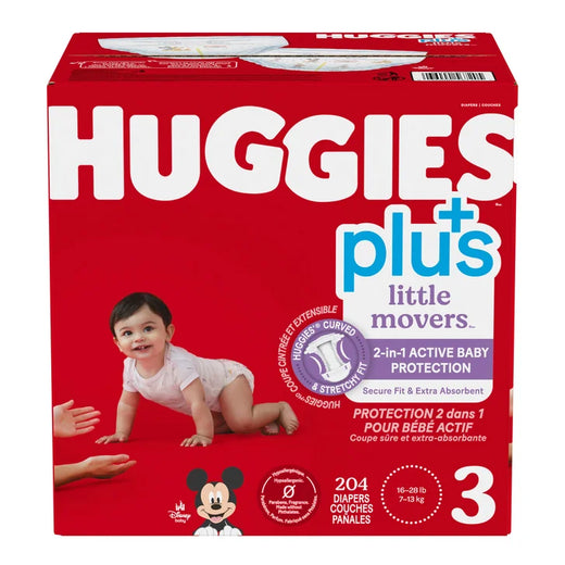 Huggies Little Movers Plus Diapers, Sizes 3 - 7 for Garage and Travel