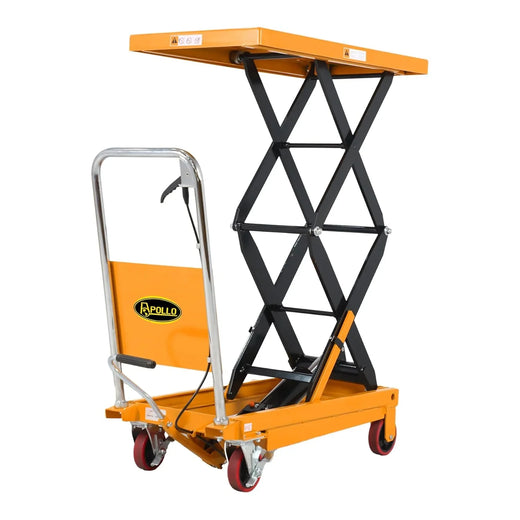 Hydraulic Lift Table Cart – 770 Lbs Capacity, 51" Max Height, Double Scissor Lift with Safety Guard & 4 Wheels