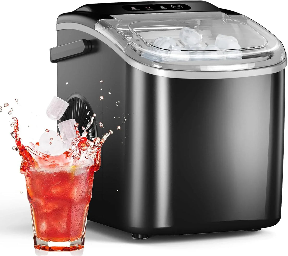 Ice Maker Countertop, Efficient Easy Carry Ice Machine, Self-cleaning Ice Maker with Ice Scoop & Basket, 9pcs/ 8mins 26.6Lbs Per Day for...