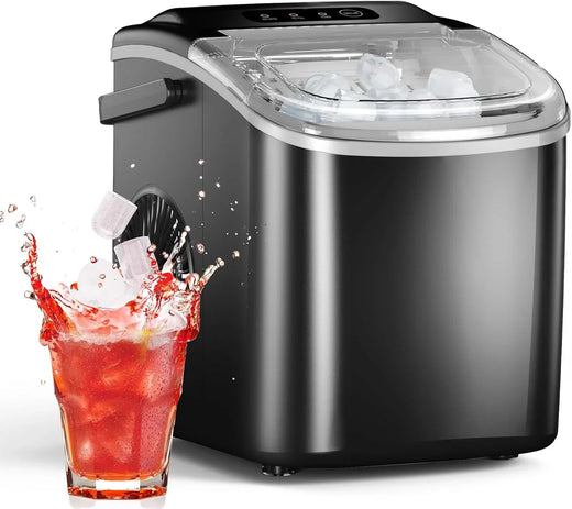 Ice Maker Countertop, Efficient Easy Carry Ice Machine, Self-cleaning Ice Maker with Ice Scoop & Basket, 9pcs/ 8mins 26.6Lbs Per Day for...