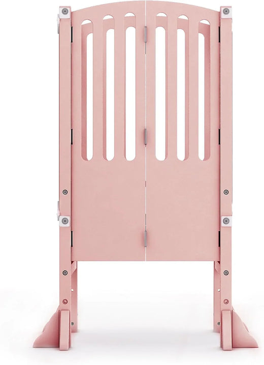 Infant Tower Stool - Modern Style - White: A Foldable and Height-adjustable Montessori Wooden Learning Furniture with A Fixed Device