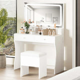 Ironck Vanity Desk Set with LED Lighted Mirror & Power Outlet for Home Organization image 2