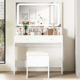 Ironck Vanity Desk Set with LED Lighted Mirror & Power Outlet for Home Organization image 3