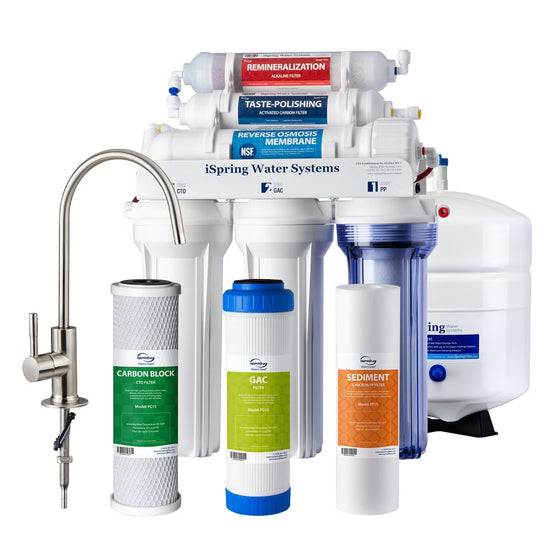 iSpring 6-stage Alkaline Reverse Osmosis Water Filtration System and Faucet