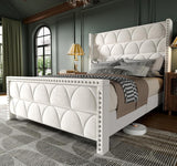 King Size Bed Frame with 56" Headboard - 1000LBS Capacity Support, Velvet Upholstered Wingback Platform Bed Frame, Noise Free, Sturdy Wooden...