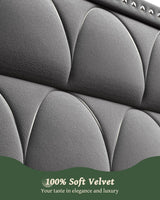 King Size Bed Frame with 56" Headboard - 1000LBS Capacity Support, Velvet Upholstered Wingback Platform Bed Frame, Noise Free, Sturdy Wooden... image 4