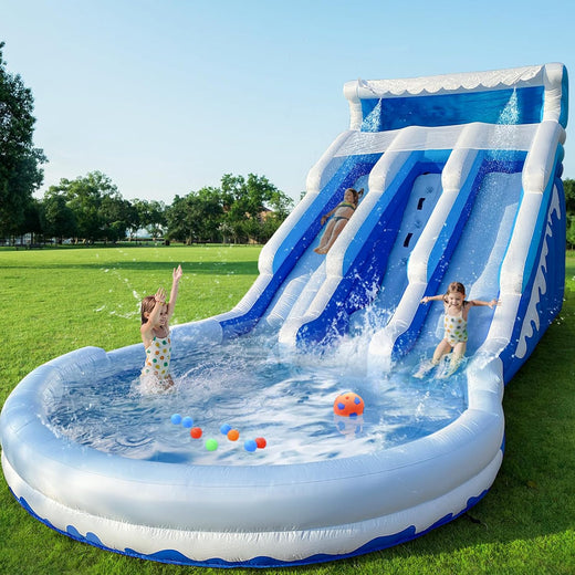Large Inflatable Water Slide Swimming Pool Play Center, Commercial Grade Lightweight Premium Water Slide Bounce House 20.6x9.5x9.3Ft for Kids...