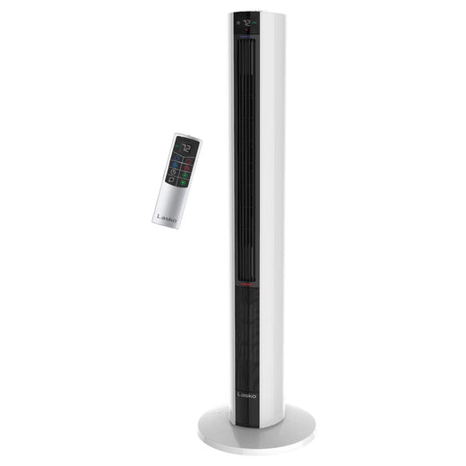 Lasko 42 in 1500W All Season Tower Fan Space Heater with Timer and Remote, White, Fh500
