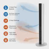 Lasko 42 in 1500W All Season Tower Fan Space Heater with Timer and Remote, White, Fh500 image 2