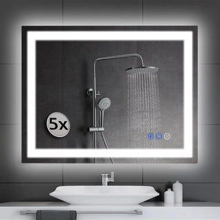LED Wall-mounted Makeup Mirror with Lights - Suitable for Wall-mounted Large Makeup Tables. Features Intelligent Touch Buttons, Anti-fog,...