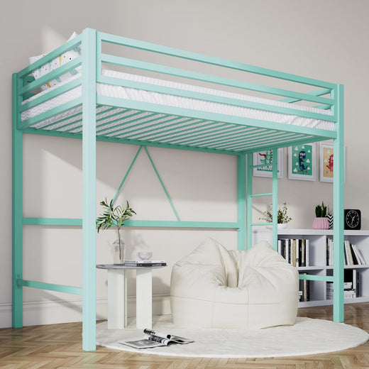 Loft Bed Twin Size with Ladder and Guardrail,heavy Duty Metal Slats Support No Box Spring Needed Small Space Saving Furniture for Bedroom...