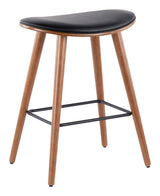 LumiSource Saddle Wood & PU Leather Seat Counter/Bar Stools (2-Piece Set), Walnut/Black image 3