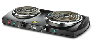 MASTER Chef Double Burner Hot Plate, Black, 1500W