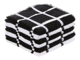Master Chef Terry Checkered Dish Cloths with Scrubber, Black, 6-pk image 3