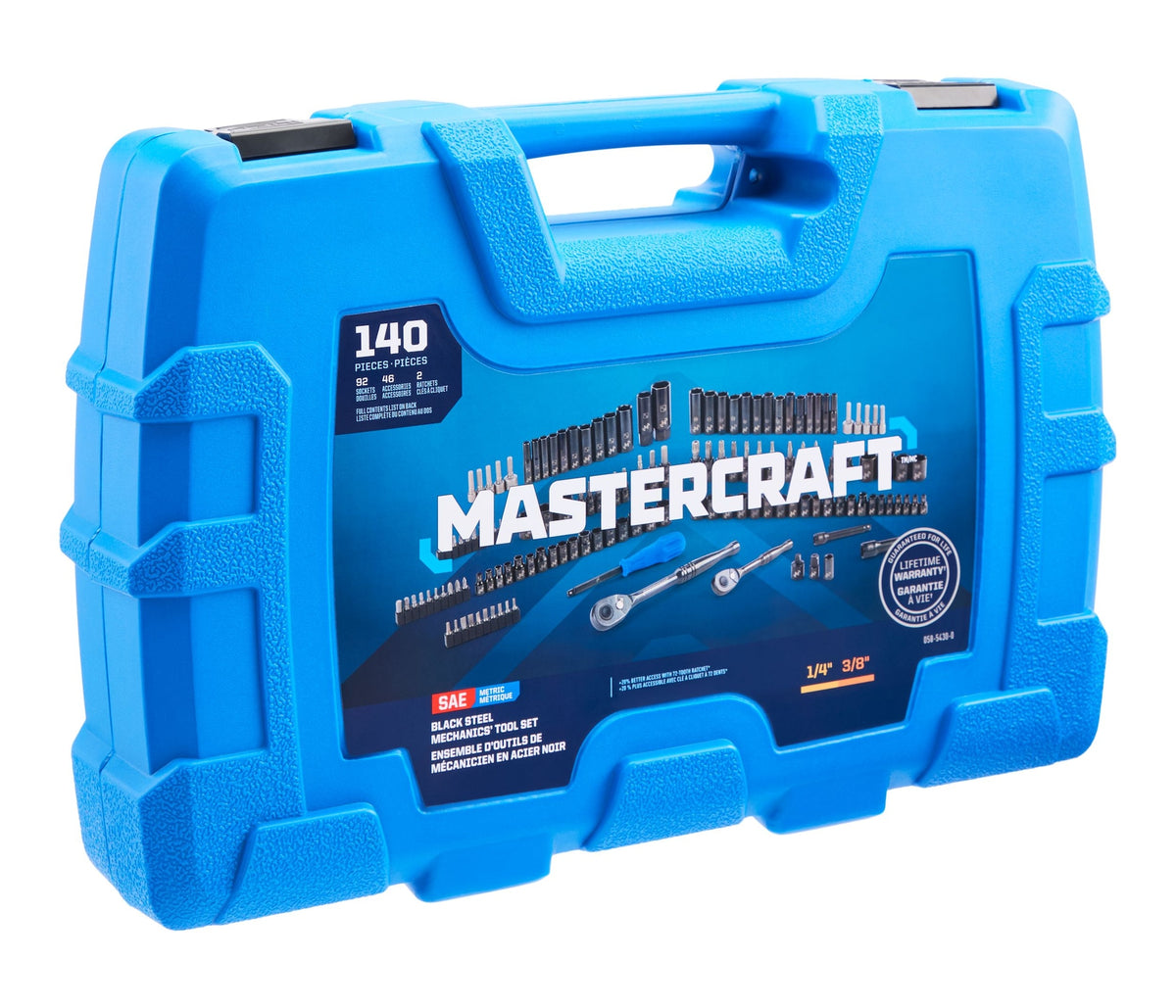 Mastercraft 140 Piece 1/4" and 3/8" Drive Black Socket Set