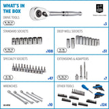 Mastercraft Socket Set, 350-pc, SAE / Metric, CRV, Nickel-Chrome Plating image 7