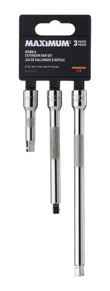 MAXIMUM 3 Piece 1/4" Drive Wobble Extension Bar Set image 2
