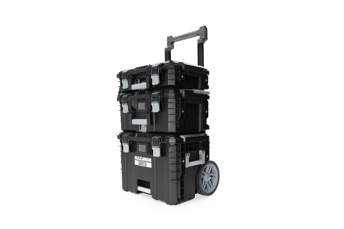 MAXIMUM Brix Modular Portable Toolbox/Tool Storage System with Wheels, IP65, 23-in x 19-in x 33-in, 3-pc
